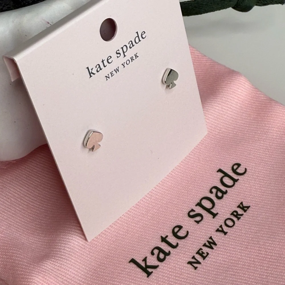 kate spade silver signature spade mini stud earrings - Picture 4 of 7